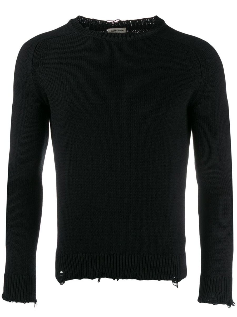 Mann Saint Laurent | Saint Laurent Pullover Mit Rundhalsausschnitt In Distressed-Optik Farfetch