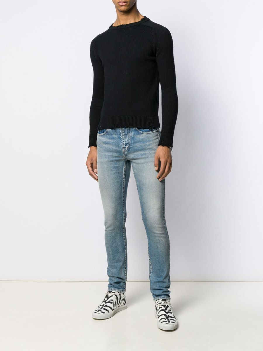 Mann Saint Laurent | Saint Laurent Pullover Mit Rundhalsausschnitt In Distressed-Optik Farfetch