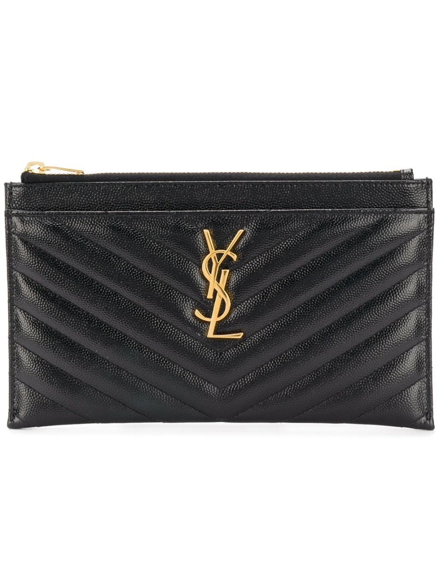 Frau Saint Laurent | Gesteppte Saint Laurent-Monogramm-Matelasse-Clutch - Farfetch