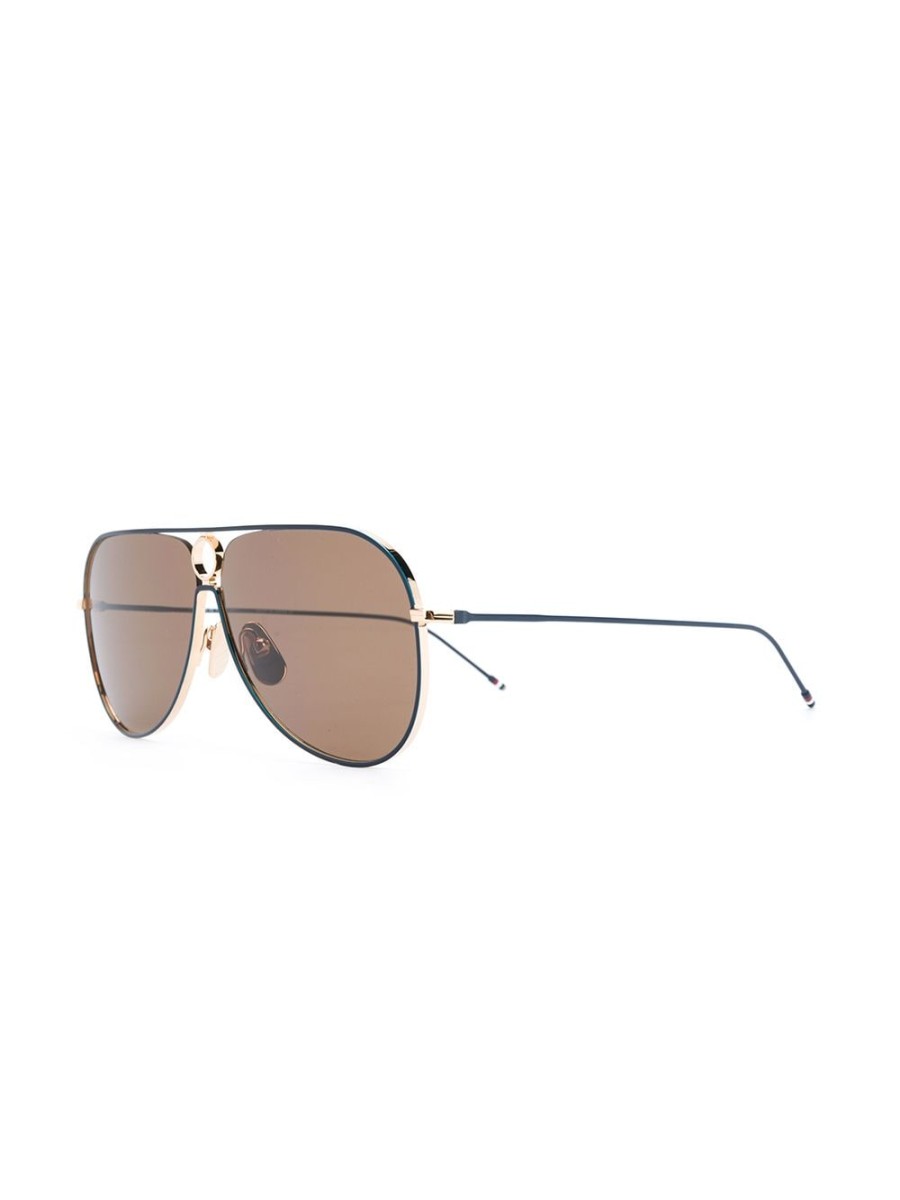 Mann Thom Browne Eyewear | Thom Browne Eyewear Tbs115 Sonnenbrille Mit Pilotenrahmen - Farfetch