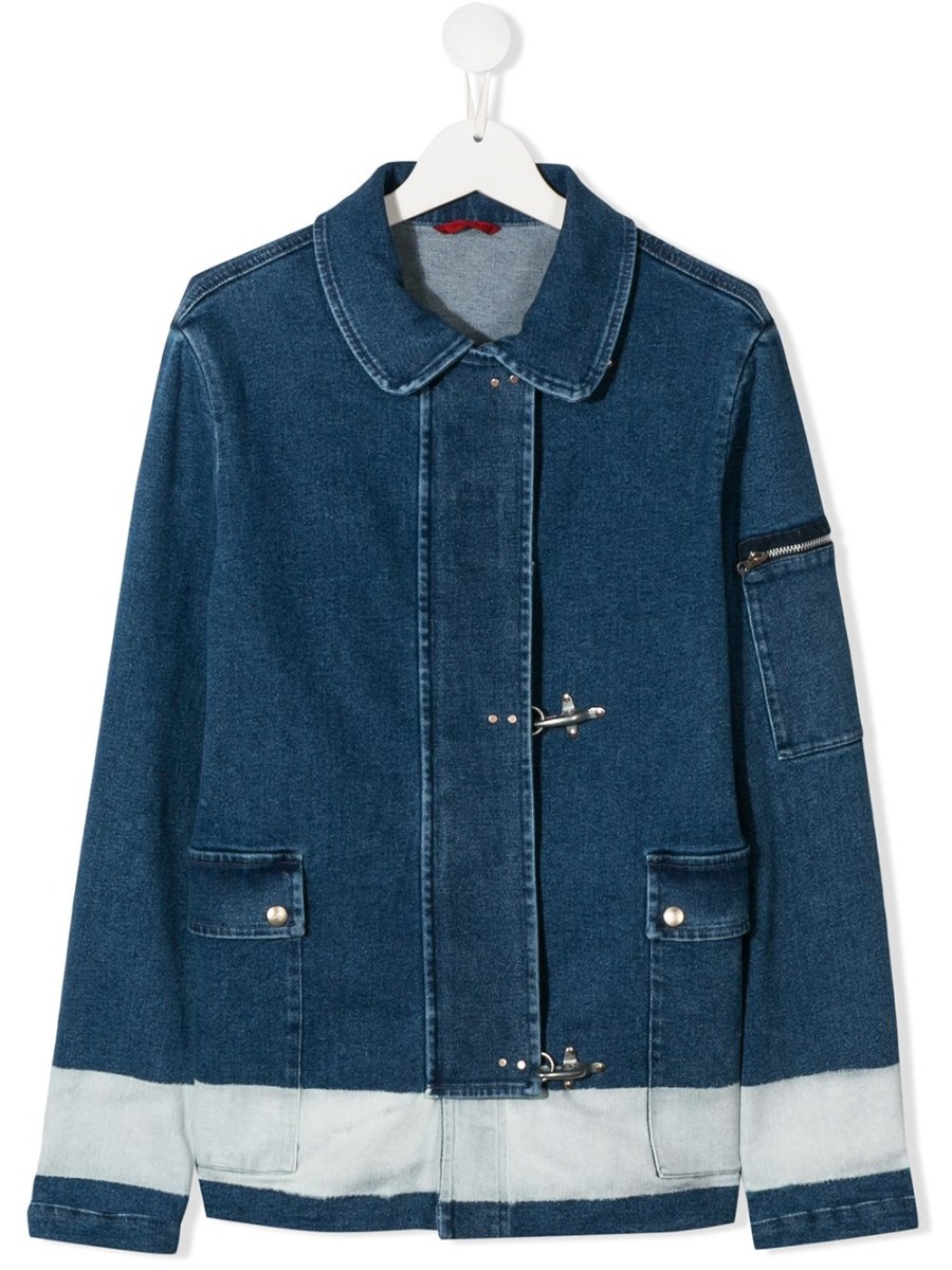 Kinder Fay Kids | Fay Kids Teen Denim-Jacke Mit Verdecktem Verschluss Farfetch