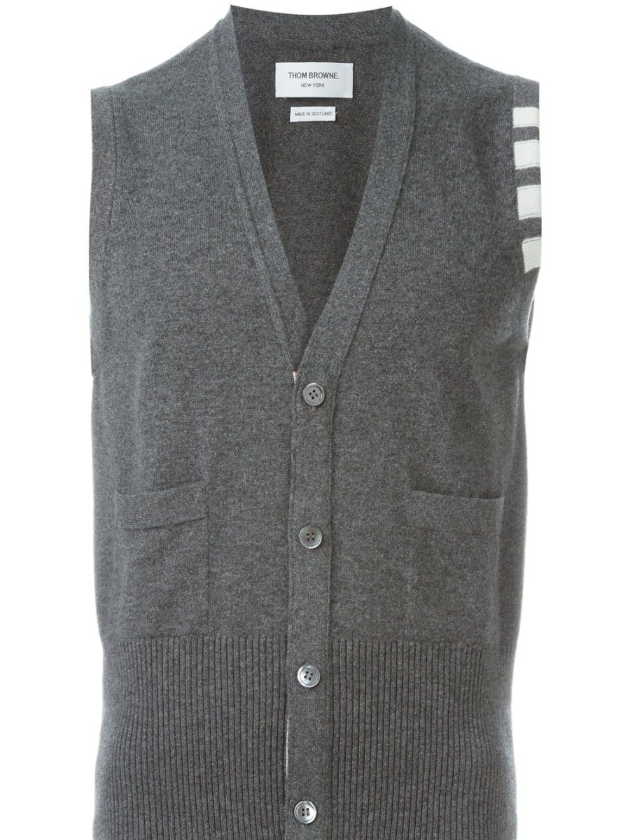 Mann Thom Browne | Armelloser, Geknopfter Cardigan Von Thom Browne Farfetch