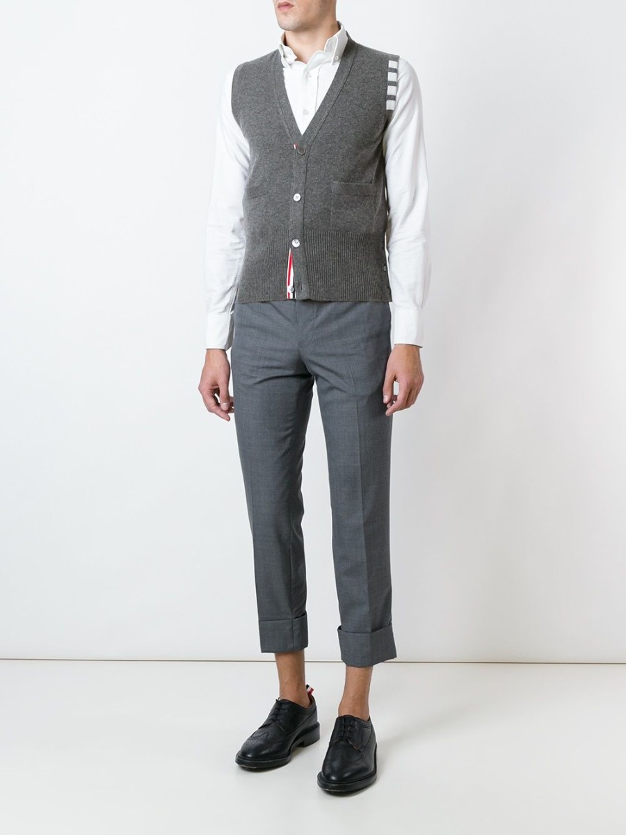 Mann Thom Browne | Armelloser, Geknopfter Cardigan Von Thom Browne Farfetch