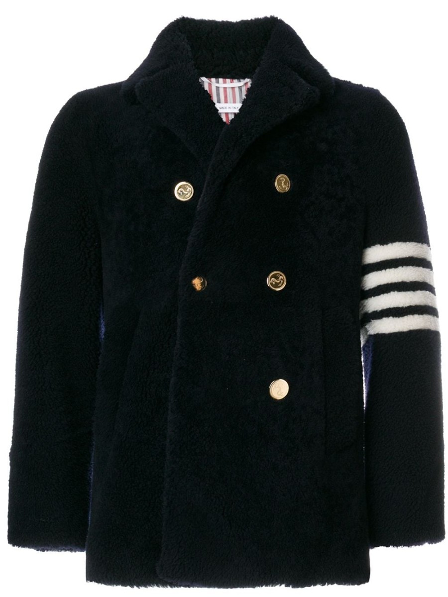 Mann Thom Browne | Thom Browne Unconstructed Classic Shearling Peacoat Farfetch