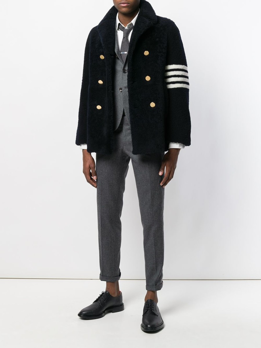 Mann Thom Browne | Thom Browne Unconstructed Classic Shearling Peacoat Farfetch