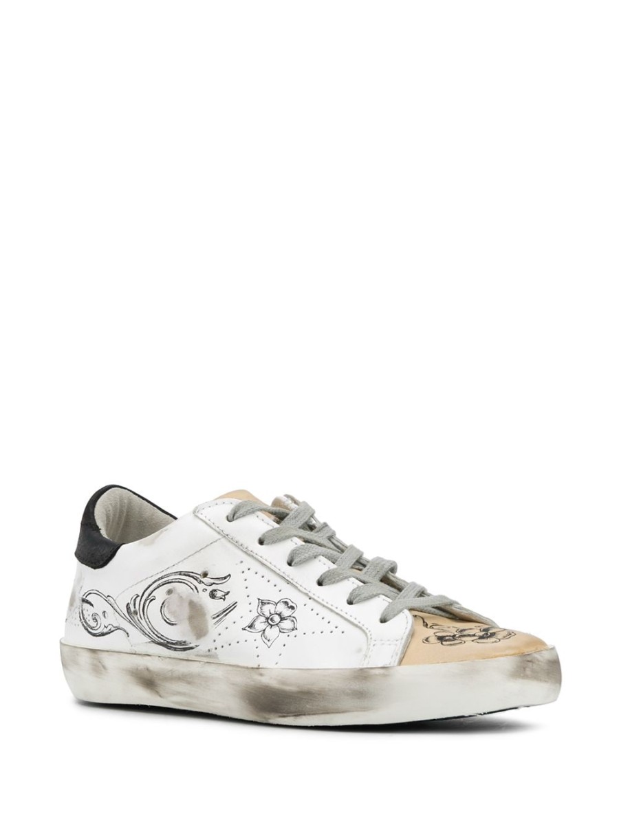 Frau Golden Goose | Golden Goose Super-Star-Sneaker Mit Blumenmuster Farfetch