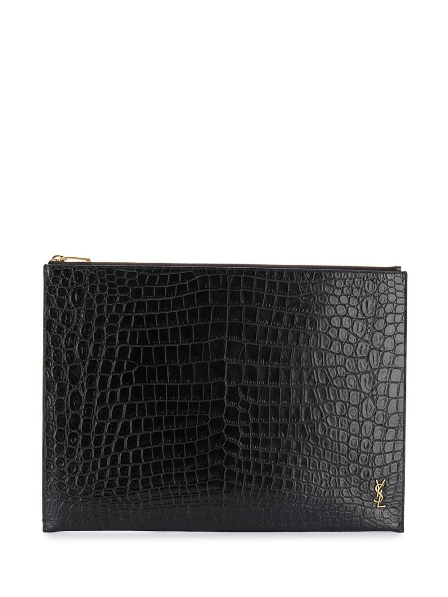 Mann Saint Laurent | Saint Laurent Clutch Mit Krokodileffekt - Farfetch