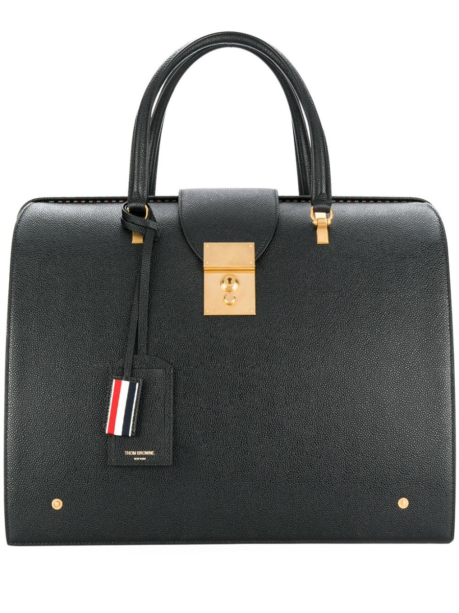 Mann Thom Browne | Thom Browne „Mr. Thom"-Tasche Aus Genarbtem Leder Farfetch