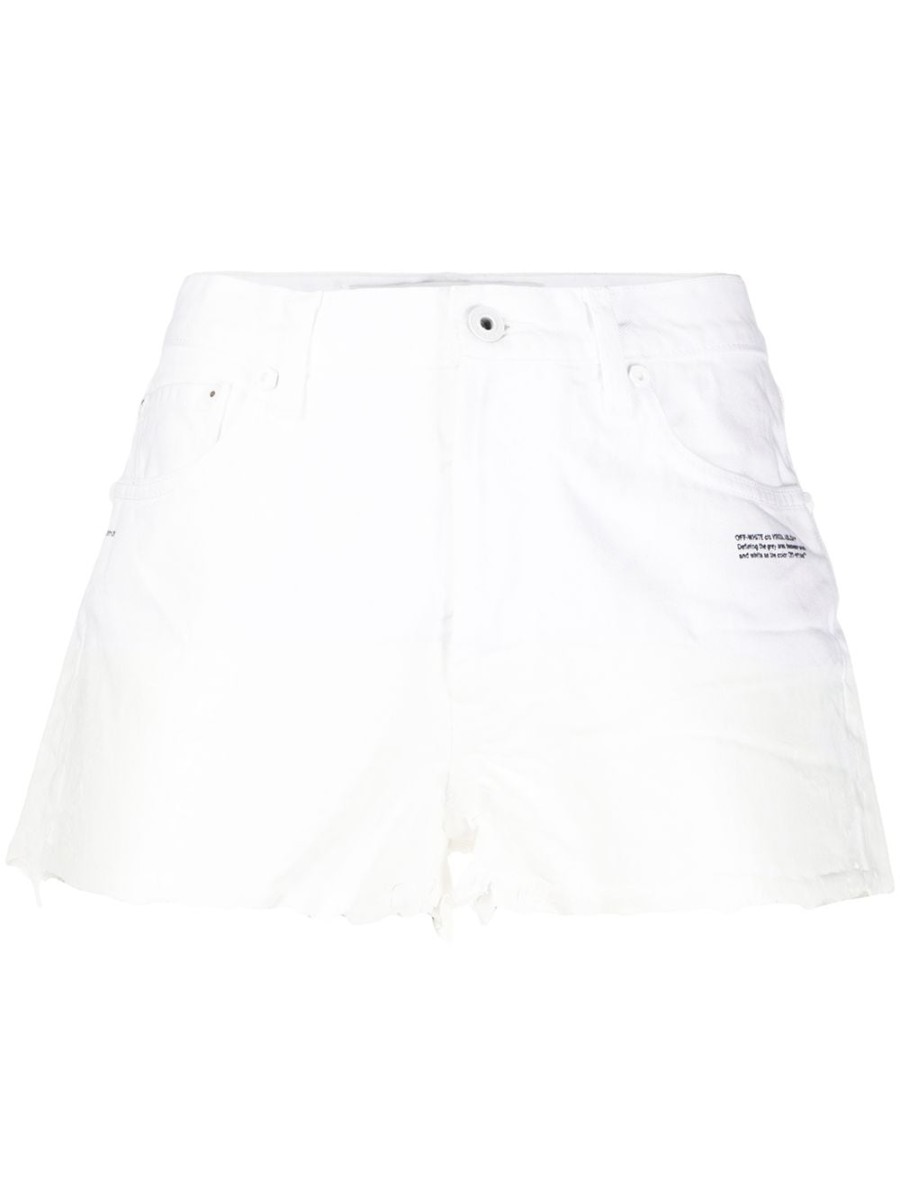 Frau Off-White | Off-White-Jeansshorts Mit Abgesenktem Saum Farfetch