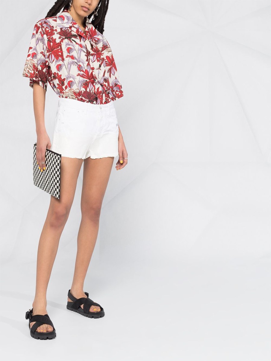 Frau Off-White | Off-White-Jeansshorts Mit Abgesenktem Saum Farfetch