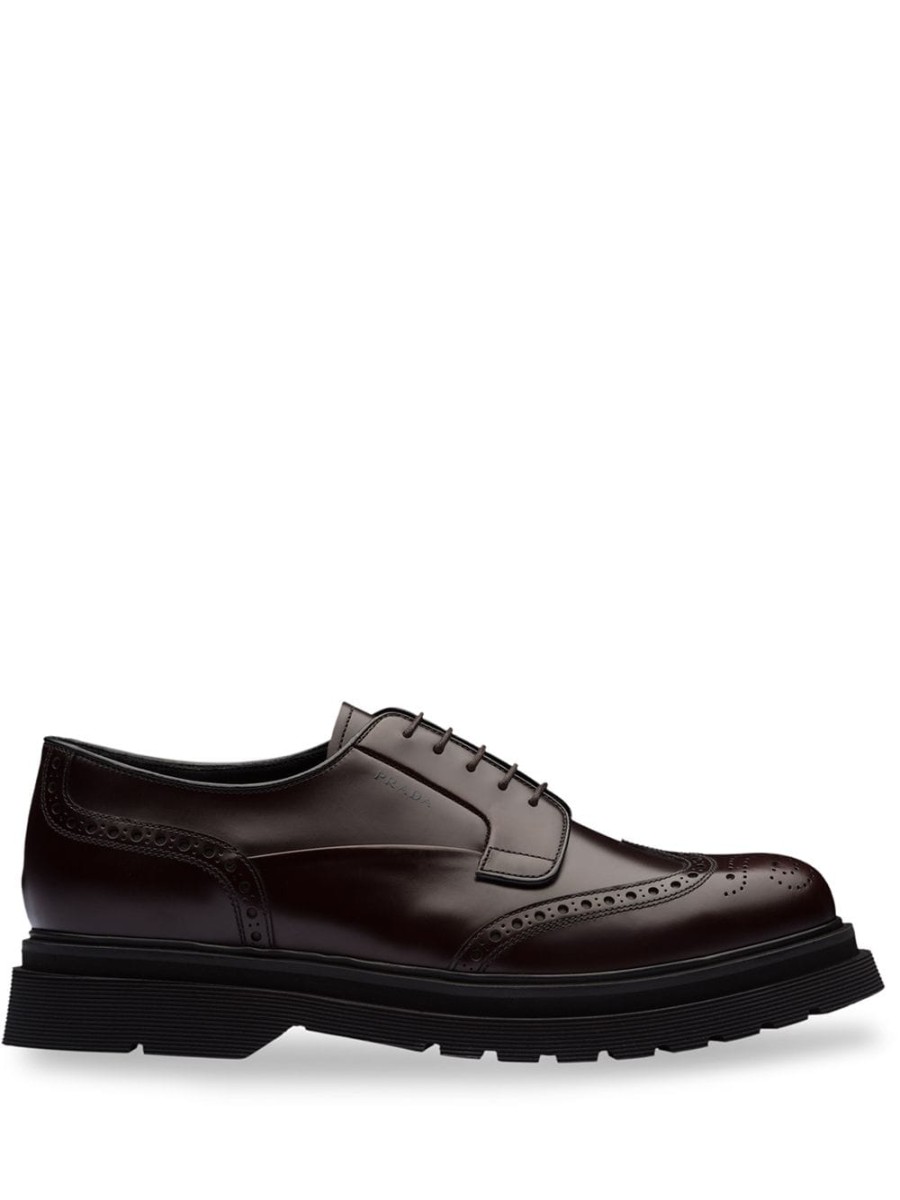 Mann Prada | Prada-Brogues Aus Geburstetem Leder Mit Stollensohle - Farfetch