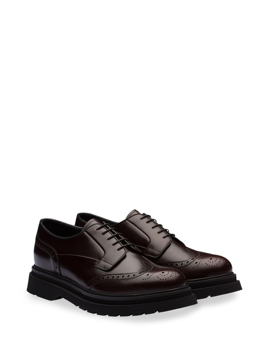 Mann Prada | Prada-Brogues Aus Geburstetem Leder Mit Stollensohle - Farfetch