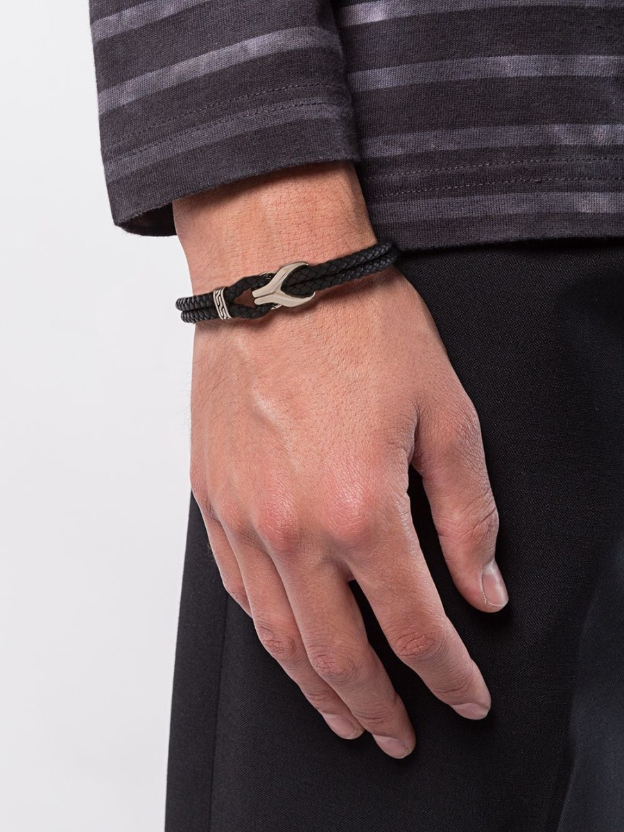 Mann John Hardy | John Hardy Klassisches Silbernes Kettenarmband Aus Gewebtem Leder Mit Station Farfetch