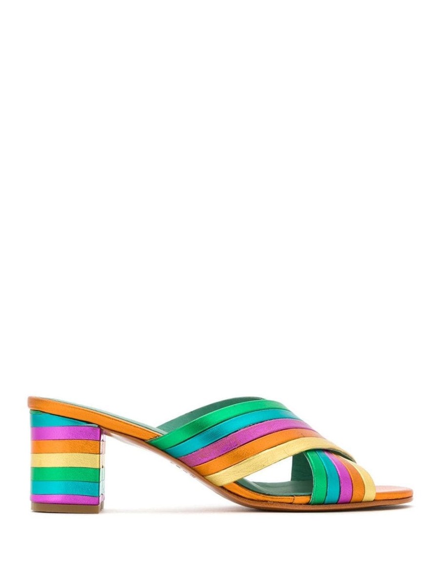 Frau Blue Bird Shoes | Blue Bird Shoes Regenbogen-Pantoletten Aus Metallic-Leder Farfetch