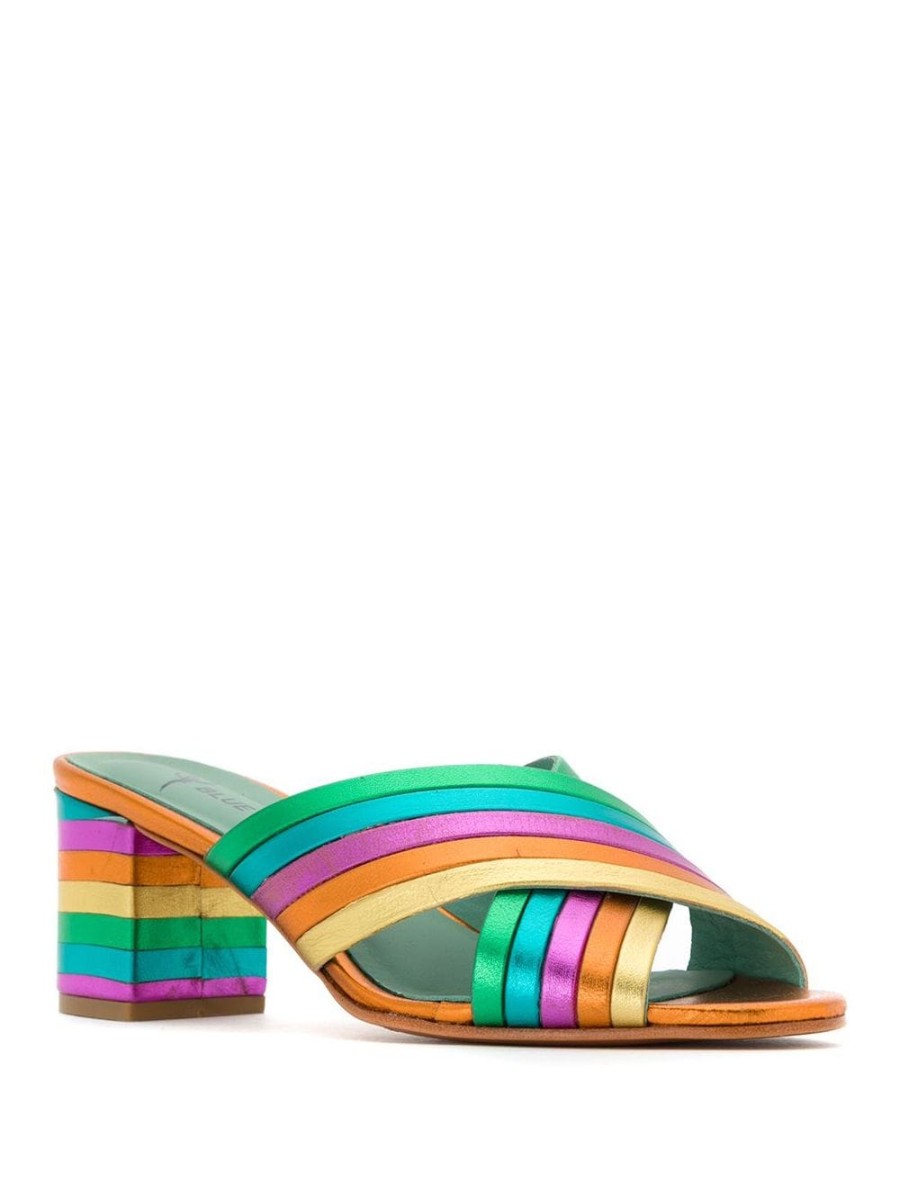 Frau Blue Bird Shoes | Blue Bird Shoes Regenbogen-Pantoletten Aus Metallic-Leder Farfetch