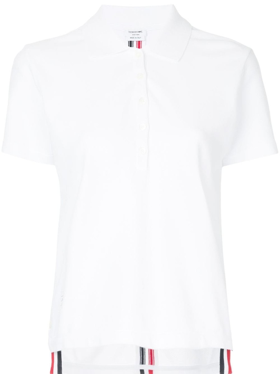 Frau Thom Browne | Thom Browne Relaxed Fit Kurzarm-Poloshirt Mit Roten, Weisen Und Blauen Streifen Auf Der Ruckseite In Klassischem Pique Farfetch