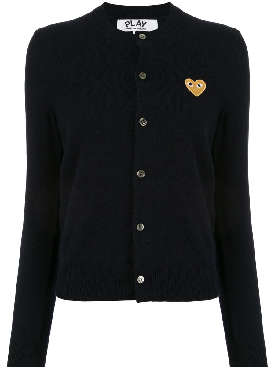 Frau Comme Des Garçons | Comme Des Garcons Strickjacke Mit Besticktem Herz-Patch Farfetch