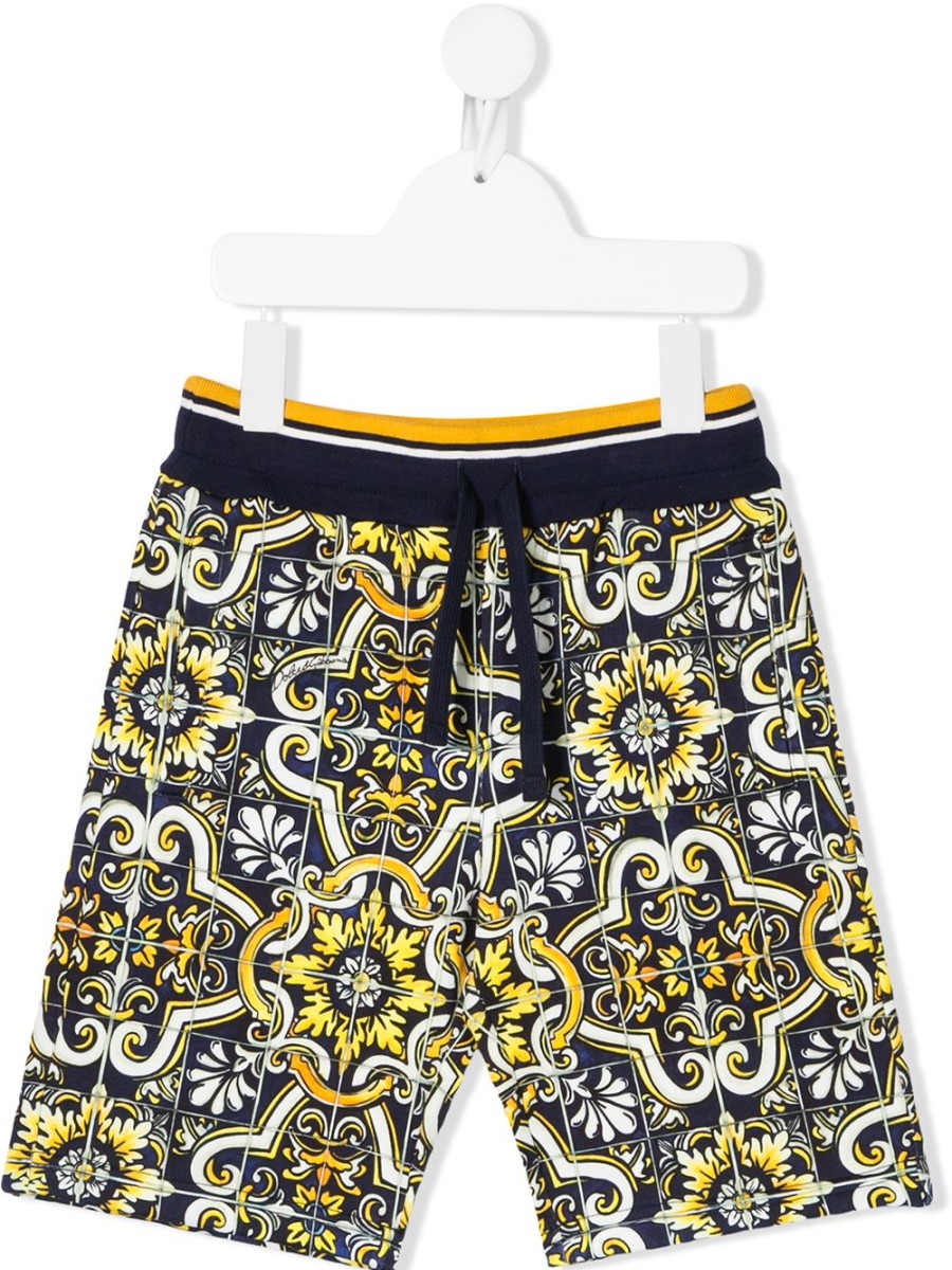 Kinder Dolce & Gabbana Kids | Dolce & Gabbana Kinder-Shorts Aus Baumwolle Mit Kachelmuster Farfetch