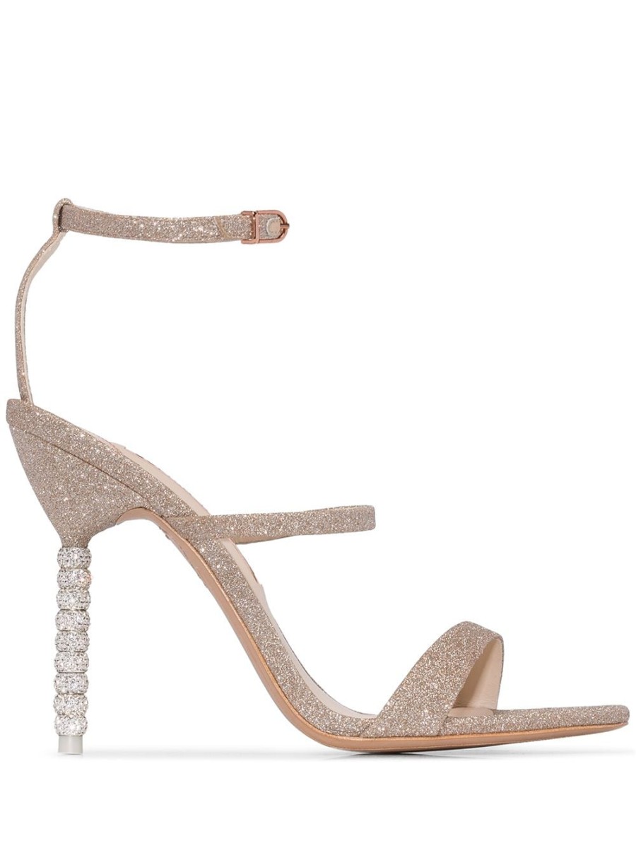 Frau Sophia Webster | Sophia Webster Champagner Glitzer Rosalind 100 Ledersandalen - Farfetch