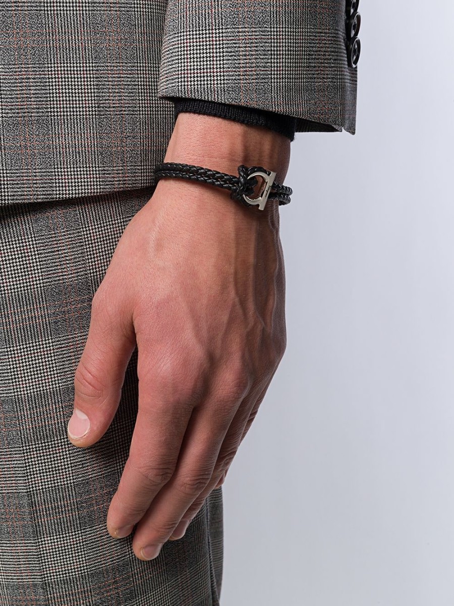 Mann Ferragamo | Ferragamo Geflochtenes Gancini-Armband Farfetch