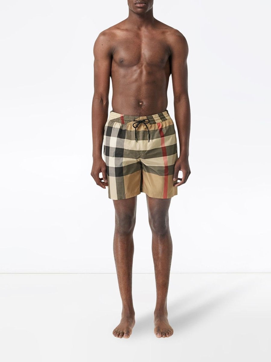 Mann Burberry | Burberry Karierte Badeshorts Mit Kordelzug Farfetch