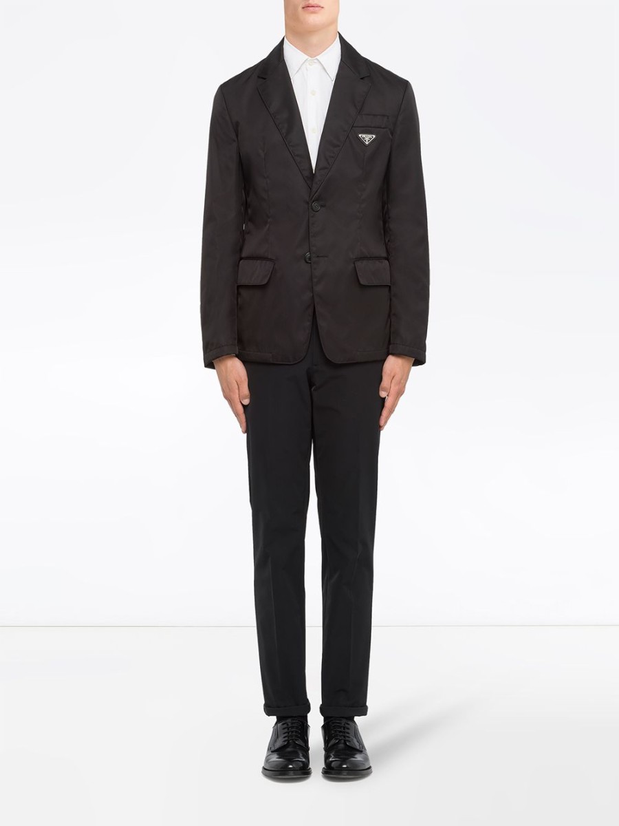 Mann Prada | Einreihiger Blazer Mit Prada-Logoplakette Farfetch