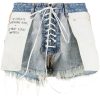 Frau UNRAVEL PROJECT | Unravel Project Distressed Reverse Laceup Shorts Farfetch