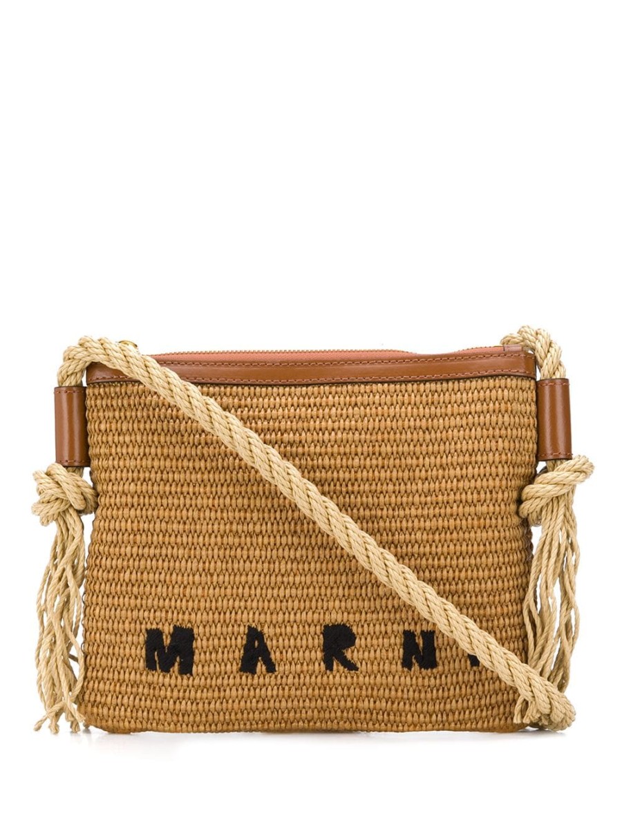 Frau Marni | Marni Marcel Woven Logo Shoulder Bag - Farfetch