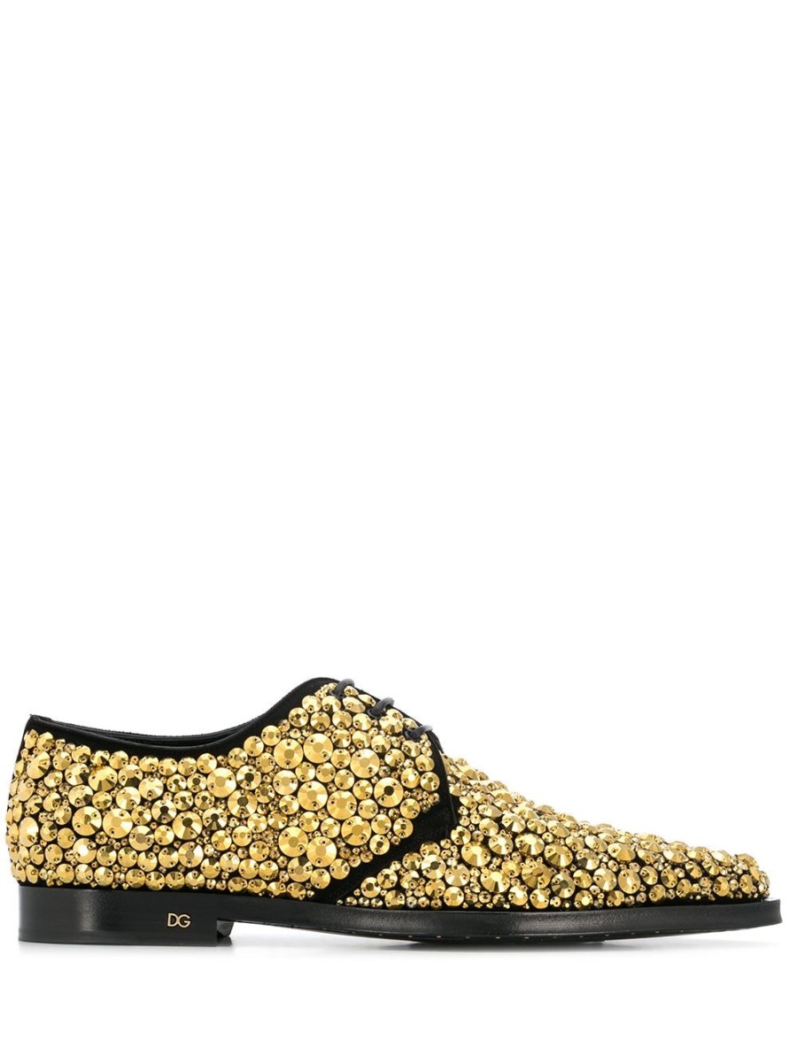 Mann Dolce & Gabbana | Dolce & Gabbana Derby-Schuhe Aus Besticktem Wildleder Farfetch