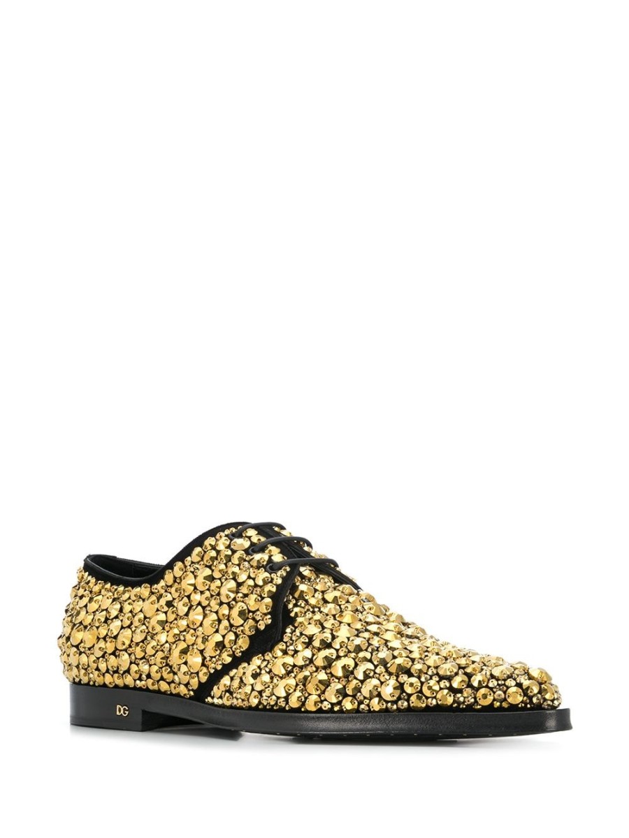 Mann Dolce & Gabbana | Dolce & Gabbana Derby-Schuhe Aus Besticktem Wildleder Farfetch