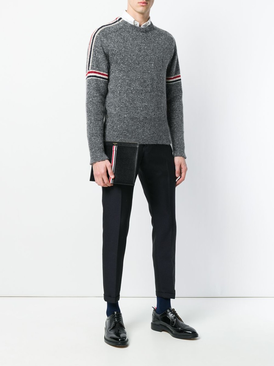 Mann Thom Browne | Thom Browne Vertical Intarsia Stripe Kleiner Tablet-Halter Farfetch