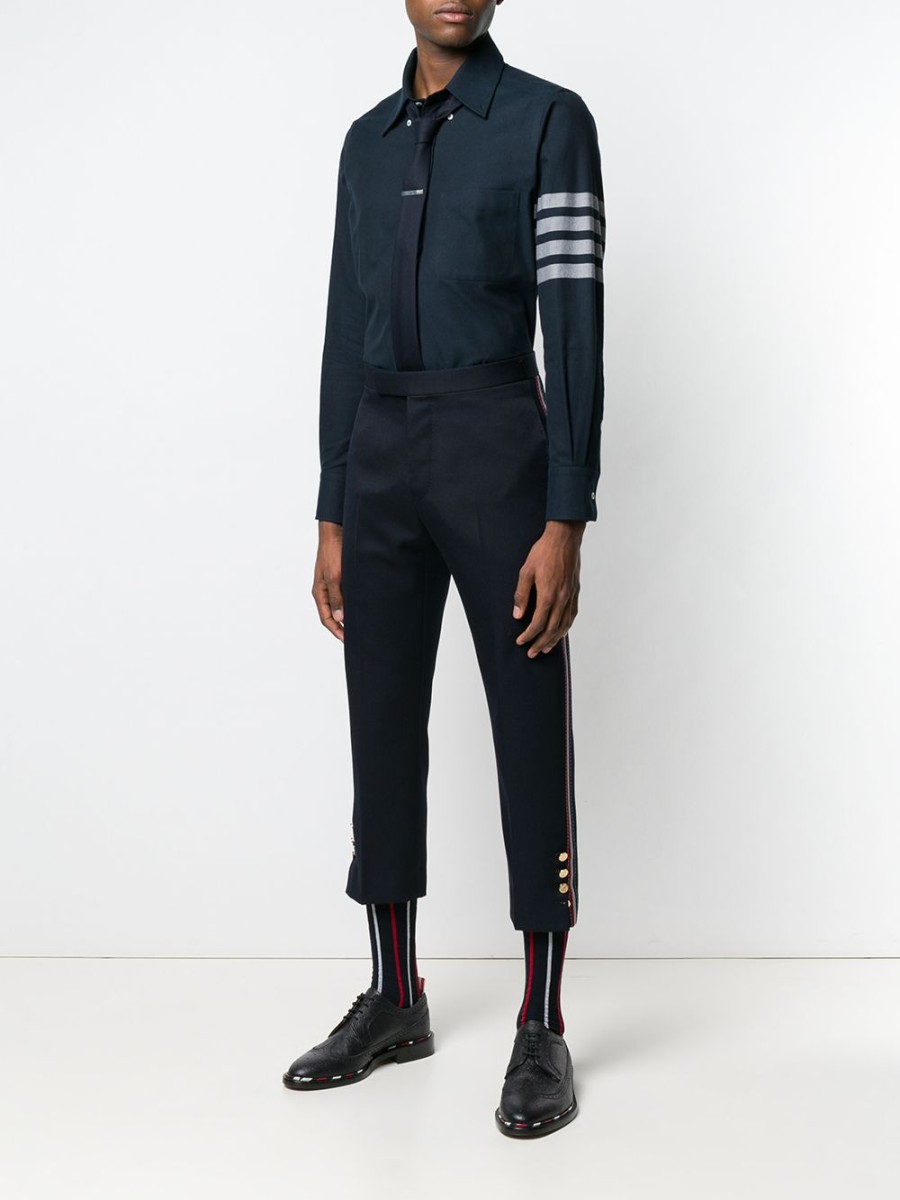 Mann Thom Browne | Thom Browne 4-Bar Solid Rwb Stripe Shirt - Farfetch