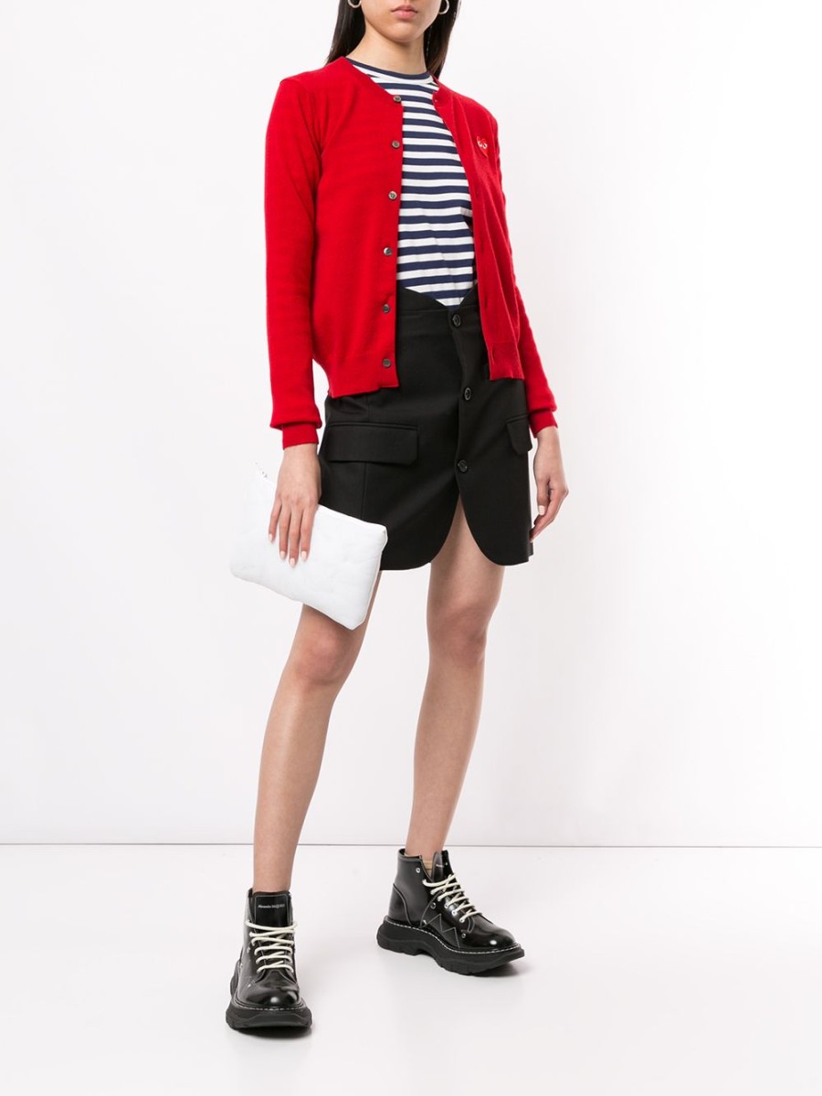 Frau Comme Des Garçons | Comme Des Garcons-Cardigan Mit Aufgesticktem Logo Und Knopfen Farfetch