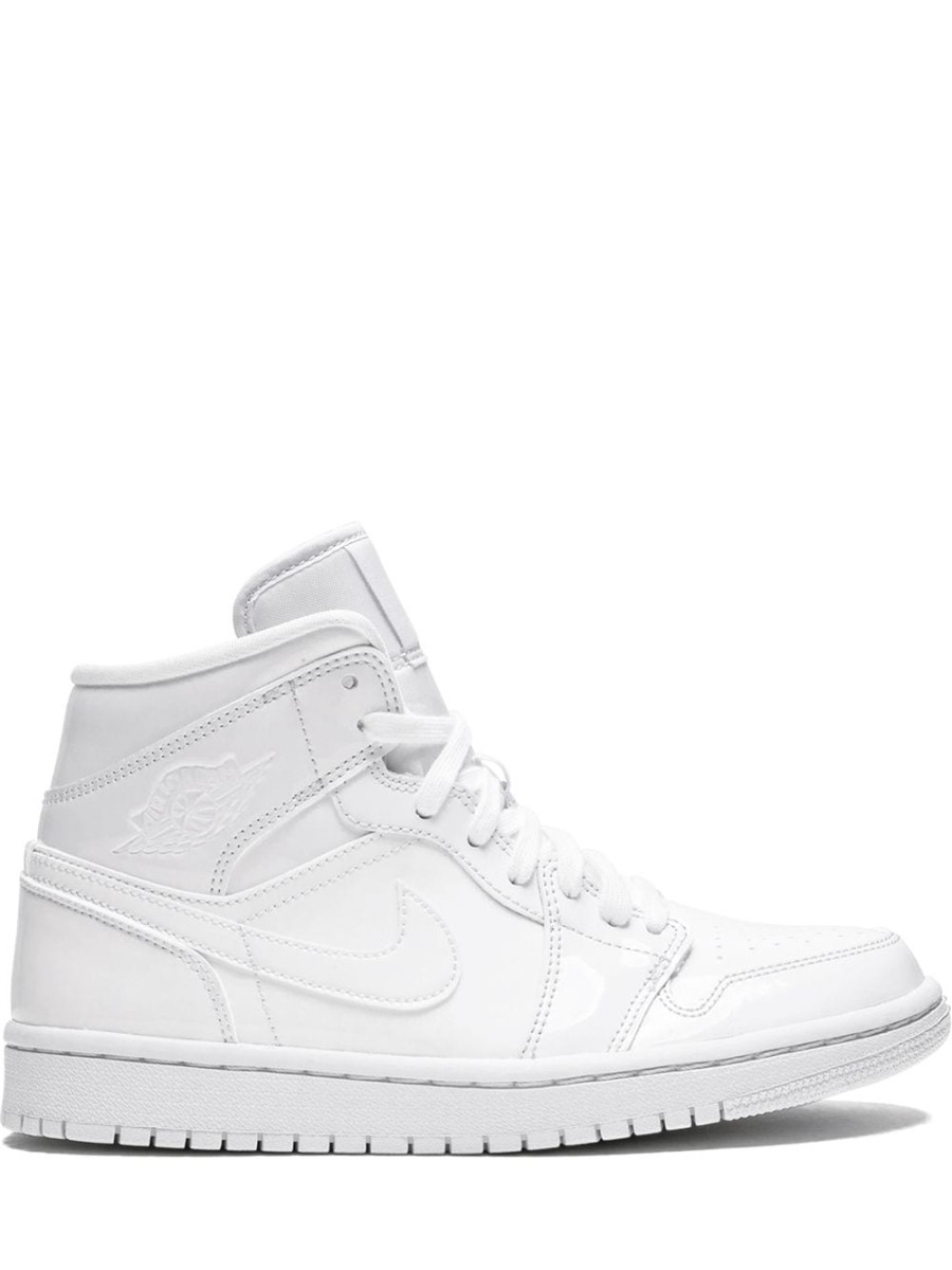 Frau Jordan | Jordan Air Jordan 1 Mid „Triple White Patent Leather" Sneakers Farfetch